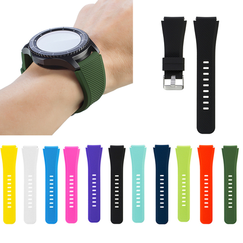 1 пара силиконовых браслетов, ремешок для часов Samsung Gear S3 Frontier, классический дизайн, черного цвета ► Фото 1/6
