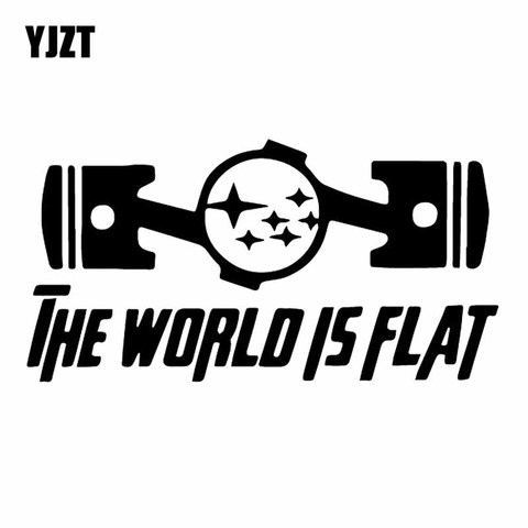 YJZT 16,3x8,4 см «мир-это плоский автомобиль», наклейка, Виниловая наклейка JDM, креативный мультфильм, черный/серебристый цвет ► Фото 1/6