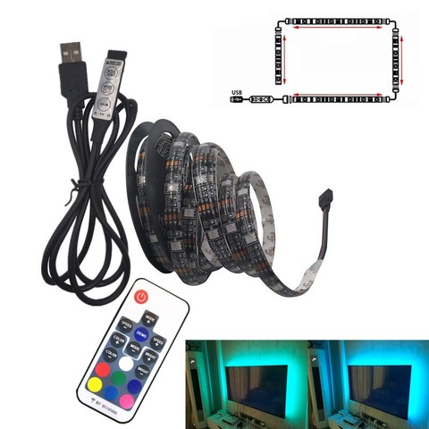 Светодиодная лента USB 5050 RGB, гибкий светодиодный светильник DC5V RGB, изменяемый цвет телевизора, фоновый светильник ing ► Фото 1/6