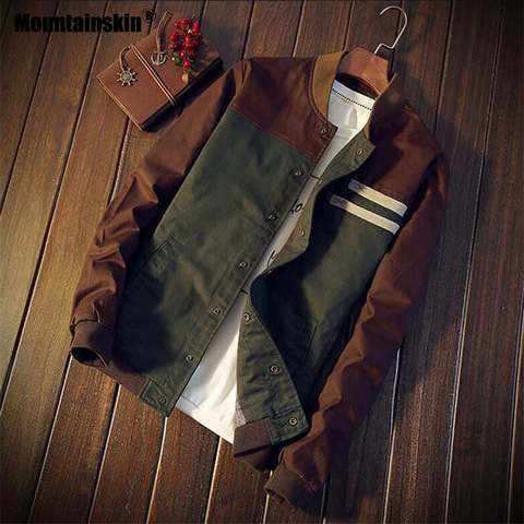 Мужская приталенная куртка Mountainskin, повседневная бейсбольная куртка в стиле милитари, верхняя одежда, размеры до 4XL, осень 2022 ► Фото 1/6