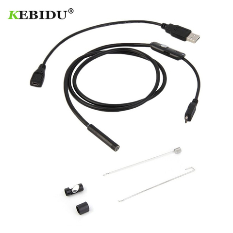 USB эндоскоп Kebidu для телефона, 720P HD Бороскоп, трубка для осмотра змеи, видео камера, водонепроницаемый, 6 светодиодный, 1 м, 7 мм, новинка ► Фото 1/1