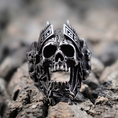 EYHIMD уникальные Боги войны Ares Skull кольца в стиле панк, рок Warrior кольцо из нержавеющей стали 316L мужские байкерские украшения ► Фото 1/6