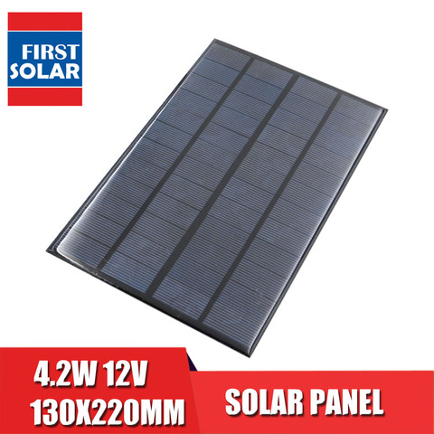 Солнечная панель 12 В, 4,2 Вт, мА, стандартная эпоксидная поликристаллическая Кремниевая батарея «сделай сам», зарядный модуль, мини солнечная батарея ► Фото 1/1