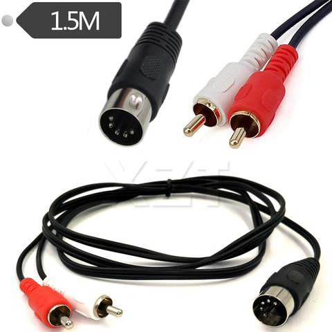 Заводская цена, 0,5 м, 1,5 м, 5-контактный DIN кабель средней длины для 2 двойных RCA штекерных штекеров, аудиокабель для Naim Quad Stereo System ► Фото 1/2