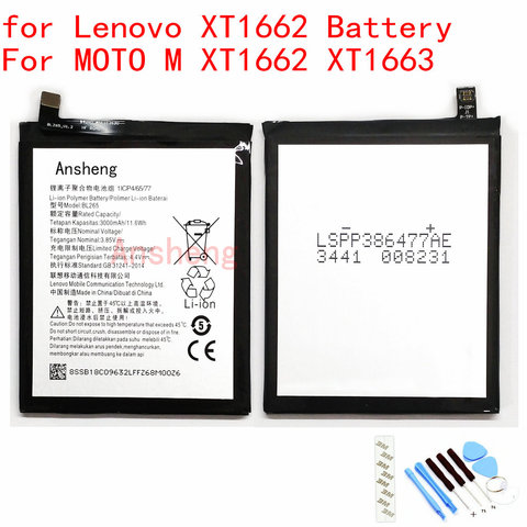 Оригинальный аккумулятор Ansheng BL265 3000 мАч для Lenovo XT1662, для Motorola MOTO M XT1662 XT1663, мобильный телефон ► Фото 1/1