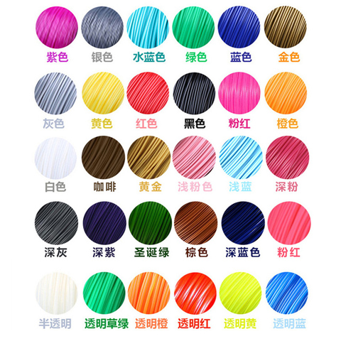 5 метров/цветная нить для 3d-печати ABS/PLA 1,75 мм пластик для 3d-ручки для рисования 22 цвета или 20 цветов или 10 цветов/набор ► Фото 1/4