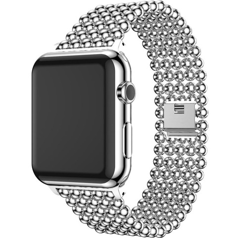 Ремешок из нержавеющей стали для Apple Watch, стильный браслет с бусинами для Iwatch 1 2 3 4 5, 38 мм 40 мм 42 мм 44 мм ► Фото 1/6