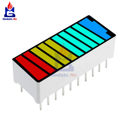 10 шт., 10-сегментный светодиодный индикатор уровня батареи, 4 цвета, 5 В ► Фото 1/1