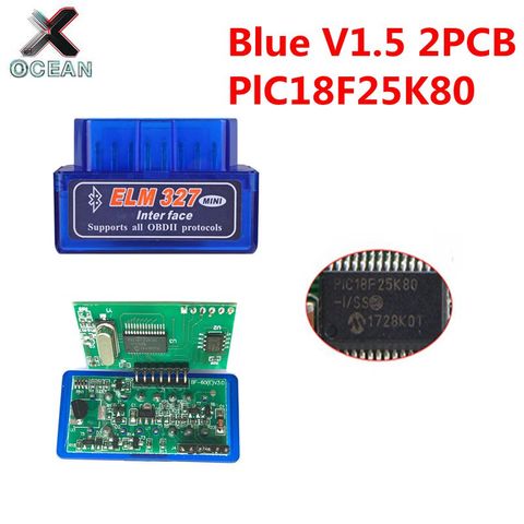OBDII ELM327 PIC18F25K80 Bluetooth V1.5 Автомобильный сканер ELM 327 2PCB PIC18F25K80 OBDII диагностический сканер Оборудование 1,5 ► Фото 1/6