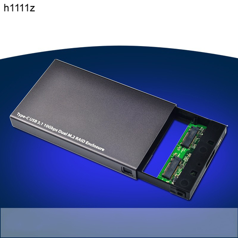 Новый корпус интерфейса NGFF с Type-C на M2, двойной корпус SSD, чехол с Raid-картой Type-C USB 3,1 Gen2 10 Гбит/с, двойной Raid-адаптер M2 для ПК ► Фото 1/6