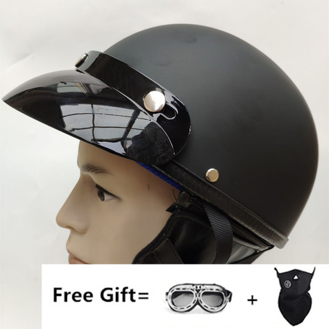 Мотоциклетный шлем, полулицевой винтажный мотоциклетный шлем в немецком стиле, в стиле ретро, с полями от солнца, Размеры S M L ► Фото 1/6