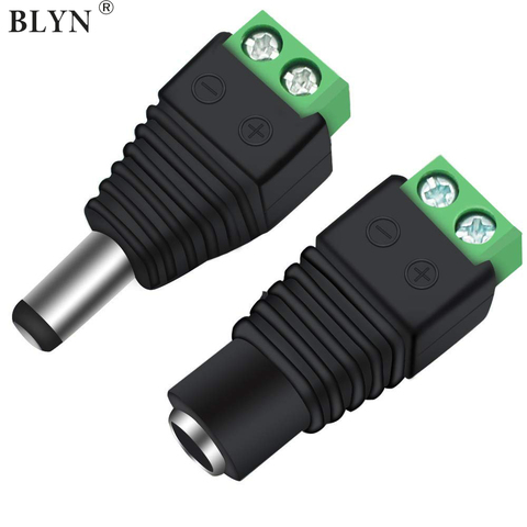 BLYN DC разъем 5,5 мм x 2,1 мм, светодиодный штекер, адаптер для CCTV, светодиодный светильник, подключение к ленте ► Фото 1/6