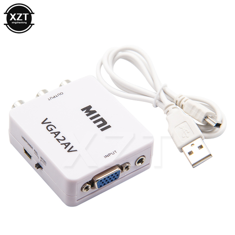 Адаптер-конвертер VGA в AV Mini, 1080P, VGA2AV, RCA, для ПК, HDTV, с USB-кабелем ► Фото 1/5