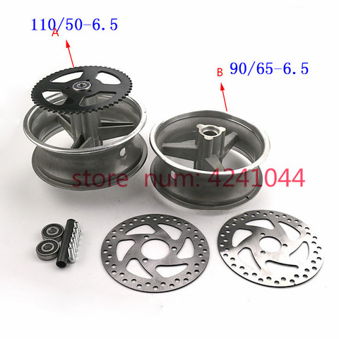 Передняя или задняя алюминиевая Ступица колеса 90/65-6,5, звездочка, Подшипник тормозной дисковой оси подходит для мини-кроссового велосипеда ... ► Фото 1/6