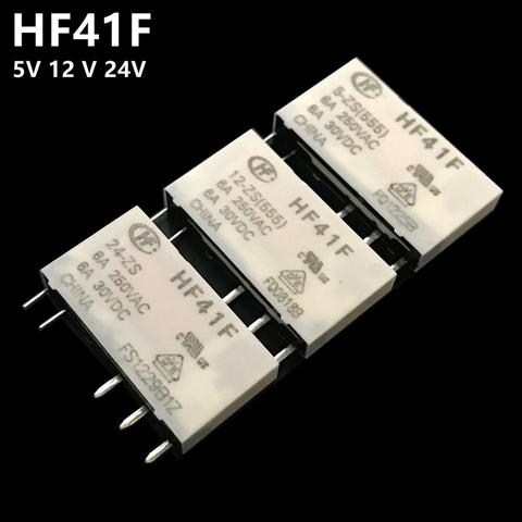 HF relay HF41F-24-ZS HF41F-12-ZS (555) 6A 1CO HF41F 5V 12V 24V вафельное реле, новое и оригинальное ► Фото 1/5