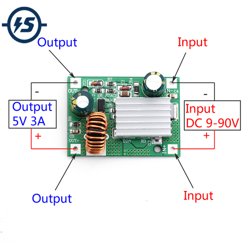 Понижающий модуль питания 9 В, 12 В, 24 В, 36 В, 48 В, 72 в, от 120 В до 5 В/12 В, 3 А постоянного тока, неизолированный понижающий преобразователь ► Фото 1/6
