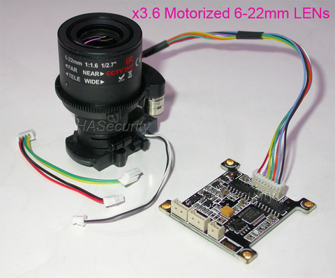 Моторизованный зум-объектив 6-22 мм с ручной регулировкой, плата управления, IRC для установки ip-камеры видеонаблюдения (не поддерживает автофокус) ► Фото 1/4