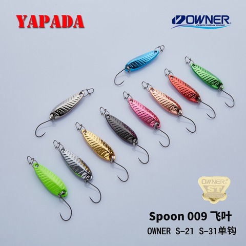 YAPADA Spoon 009 Fly Leaf 2 г/3 г, многоцветная, с одиночным крючком, 24-28 мм, металлическая ложка из сплава цинка, рыболовная приманка, форель ► Фото 1/6