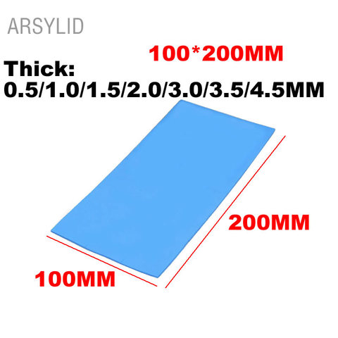 ARSYLID Высокое качество 100*200*1,0/2,0/4,5 мм, теплопроводность 3,6 Вт, теплоотвод для процессора, охлаждающая проводящая силиконовая прокладка, термо... ► Фото 1/3