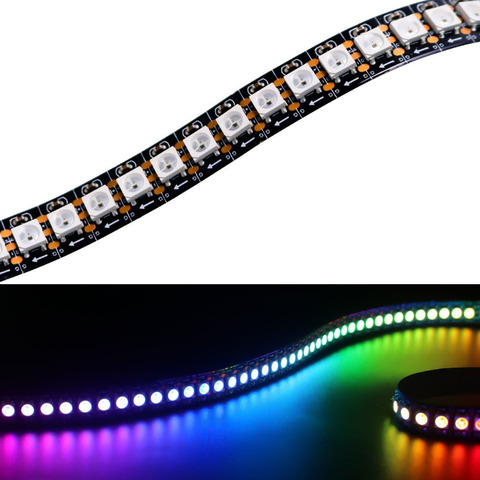 Гибкая светодиодная лента SK6812 WS2812B, 1 м, 5 В, 5050 RGB SM, 144 СВЕТОДИОДА/м, адресуемый пиксельный полноцветный светильник ► Фото 1/6