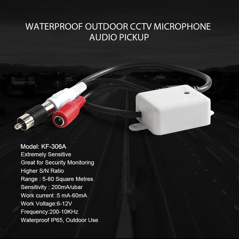 Микрофон для видеонаблюдения, сверхчувствительный мини-аудио микрофон, водонепроницаемый уличный, IP65, для скоростной купольной IP-камеры PTZ ► Фото 1/6