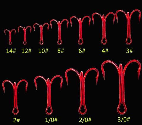 10 шт., красный, не содержит никель, три якорных рыболовные снасти, крючки три крючок из высокоуглеродистой Сталь материал с высоким содержан... ► Фото 1/5