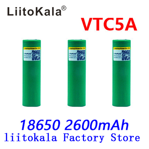 Оригинальная аккумуляторная батарея Liitokala Max 40A Pulse 60A 3,6 в 18650 перезаряжаемая батарея VTC5A 2600 мач с высоким потоком энергии 40A 18650 батарея ► Фото 1/5