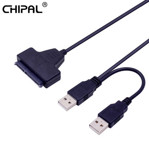 Переходник CHIPAL с USB 2,0 на 7 + 15 22Pin SATA 3,0 для жесткого диска 2,5 дюйма HDD SSD с кабелем питания USB2.0 ► Фото 1/5
