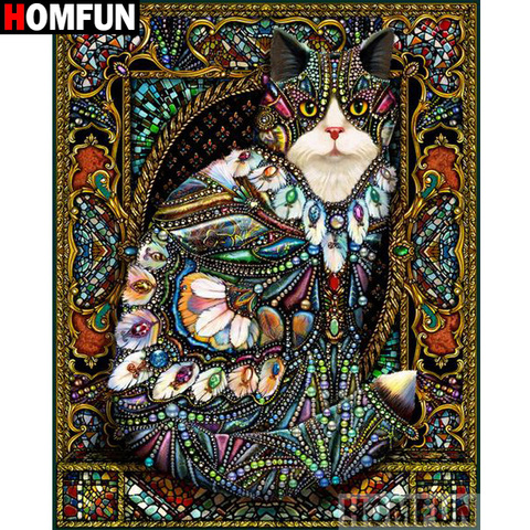 Алмазная живопись HOMFUN «мультяшный кот», картина с полными квадратными/круглыми стразами 5D, вышивка крестиком, домашний декор, подарок, A17067 ► Фото 1/6