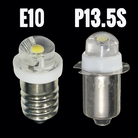 Светодиодный фонарь E10 для Focus, 3 в, 6 в, P13. 1, 60-100 люмен, 0,5 Вт, 3 в пост. Тока, 6 в ► Фото 1/5