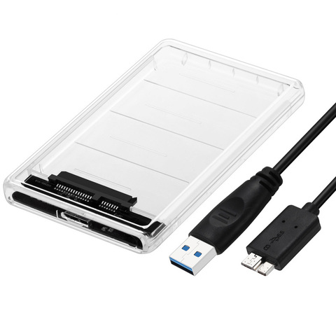 Прозрачный чехол для WIN 10, 2,5 дюйма с USB3.0 на Sata 3,0, чехол для SSD, инструмент для HDD с поддержкой 5 Гбит/с, корпус для жесткого диска 2 ТБ, SSD-бокс ► Фото 1/6