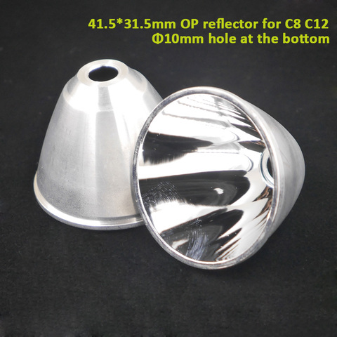 Алюминиевый отражатель SMO 41,5*31,5 мм для фонарика XHP50.2, XHP70.2, C8, C12, диаметр 10 мм, отверстие внизу ► Фото 1/2