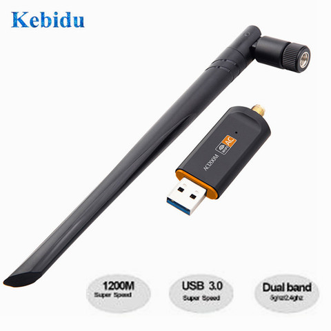 KEBIDU 1200 Мбит/с беспроводной Wi-Fi USB адаптер двухдиапазонный 2,4/5 ГГц с антенной 802.11AC сетевая карта высокоскоростной USB3.0 приемник ► Фото 1/6
