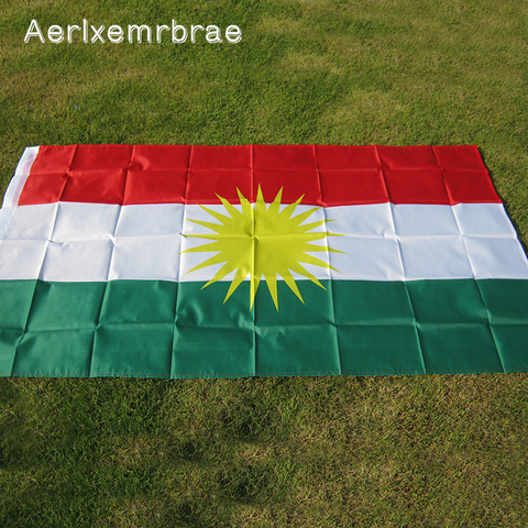 Бесплатная доставка, Курдский флаг 90*150 см, флаг Курдистана, подвесной флаг и баннер из курдского полиэстера, двухсторонний домашний флаг с п... ► Фото 1/3