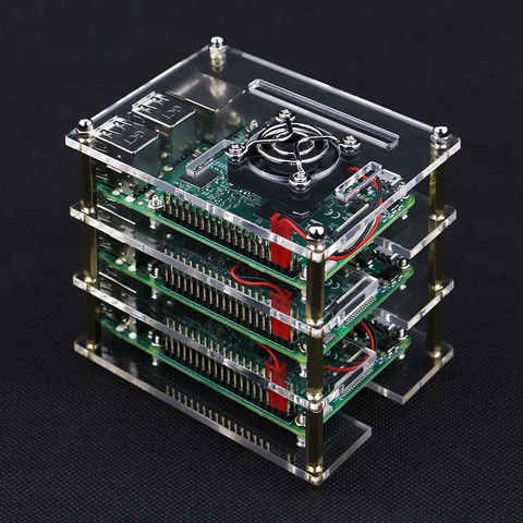 Акриловый чехол Raspberry Pi 4 Model B, 3 слоя, прозрачная коробка для Raspberry Pi + Охлаждающие вентиляторы для DIY Raspberry Pi 4/3B +/3 ► Фото 1/6