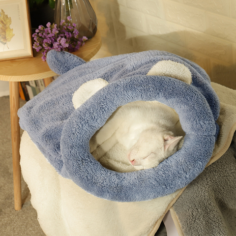 Улучшенный спальный мешок для кошек, самосогревающийся мешок для кошек, котят, маленький бампер для щенков, ультрамягкий волшебный серый сп... ► Фото 1/6