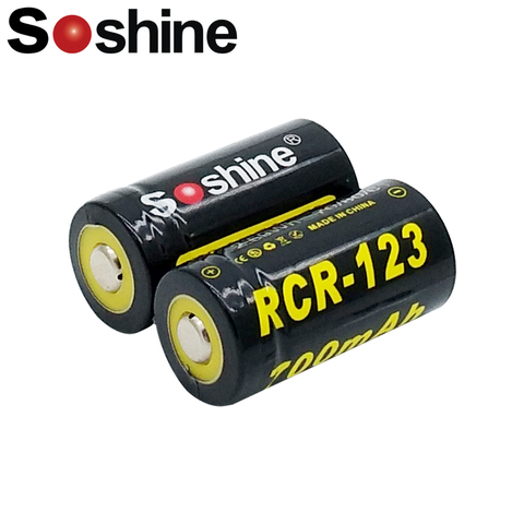 Литиевая аккумуляторная батарея Soshine RCR123, 2 шт., 3,7 В, 16340, 700 мАч, CR123A, с печатной платой ► Фото 1/6