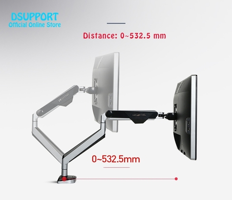 Новинка, алюминиевый держатель D8A для настольного монитора с газовой пружиной и полным движением, компьютерный кронштейн для ЖК-дисплея, с нагрузкой 2-9 кг, с двумя USB-портами ► Фото 1/1