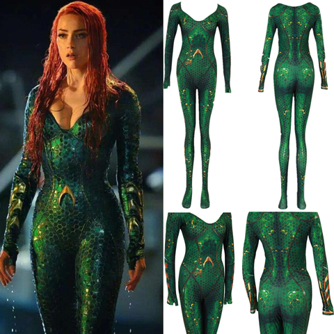 Новый Женский Детский костюм из фильма Aquaman Mera Queen, костюм для косплея Zentai, комбинезон, Комбинезоны ► Фото 1/6