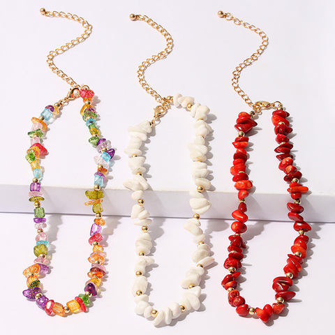 Ожерелье KOMi в богемном стиле женское, модное ювелирное изделие с разноцветными бусинами, бирюзой, натуральными камнями, модное ожерелье D10402 ► Фото 1/5