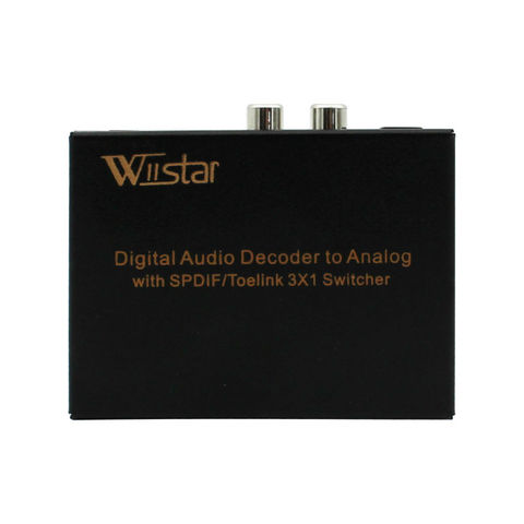Цифровой аудио декодер Wiistar в аналоговый с переключателем SPDIF/Toslink 3X1, поддержка реального аудиодекодера 5,1, вход оптического волокна ► Фото 1/1