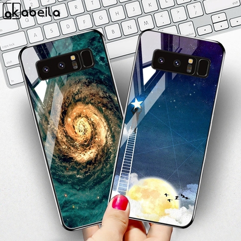 Закаленное стекло чехол для Samsung Galaxy Note 8 10 Cases Star Space Fundas Samsung S10 Lite S8 S9 Plus S10e S20 Ультра Covers Etui ► Фото 1/6