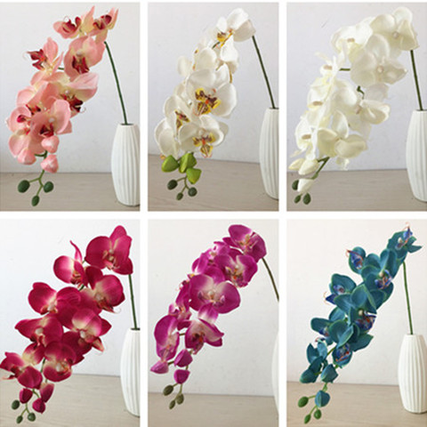 10p Орхидея Фаленопсис 78 см, искусственные орхидеи, белый/розовый/фуксия/фиолетовый/зеленый/синий цвета, свадебный цветок ► Фото 1/6