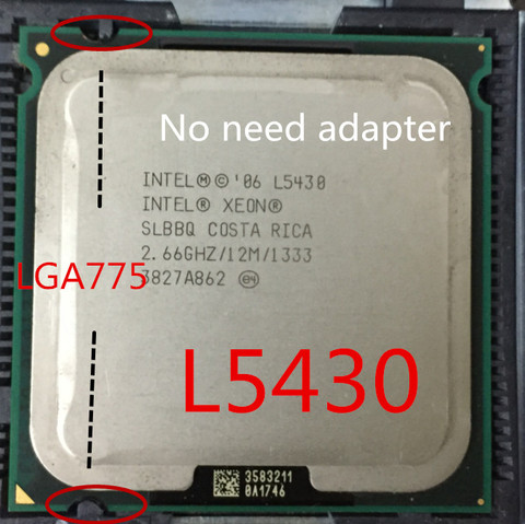 Процессор lntel Xeon L5430, 2,66 ГГц, 12 м/1333 МГц, аналогичный четырехъядерным LGA775, Q8200, Q830000, Q8400, работает на материнской плате, адаптер не нужен) ► Фото 1/2