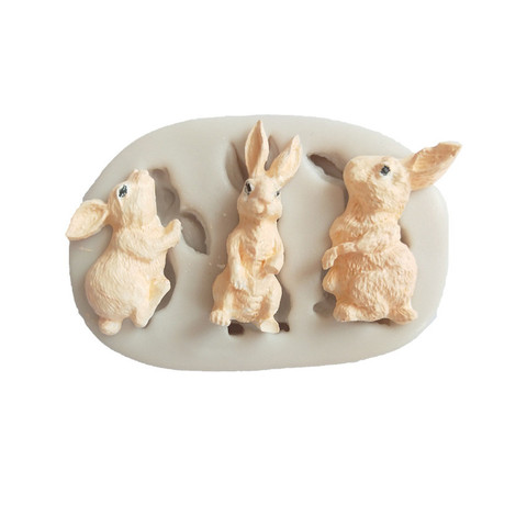 3D Пасхальный кролик, помадка, силиконовая форма, инструмент для украшения шоколадного торта, форма для мастики, мягкие керамические кухонные инструменты ► Фото 1/5