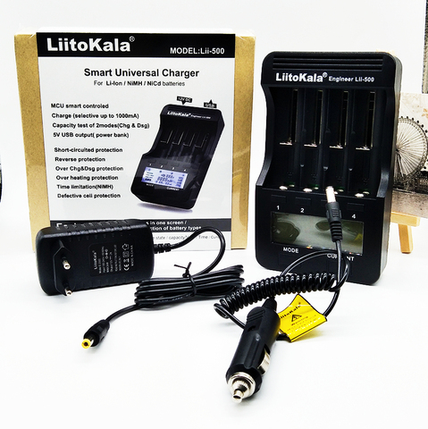 Зарядное устройство Liitokala lii500 с ЖК-экраном для 3,7 В, 18650, 26650, 18500, цилиндрических литиевых батарей, 1,2 В, AA, AAA, NiMH, зарядное устройство ► Фото 1/6