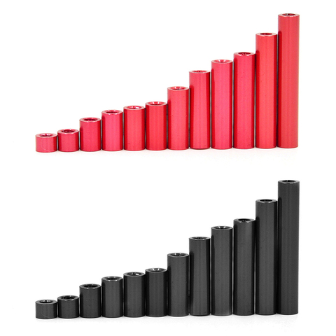 10 шт. алюминиевая Колонка M3 * 4/5/8/10/12/15/20/23/25/30/35/37/40/50(OD = 5 мм) черная или красная алюминиевая длинная гайка ► Фото 1/2