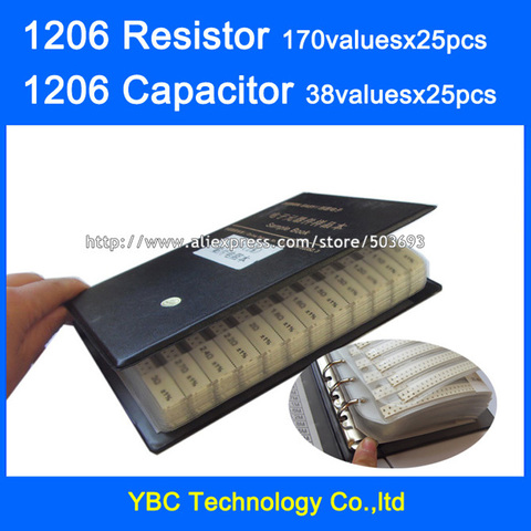 1206 SMD резистор 0R ~ 10M 1% 170valuesx25pcs = 4250pcs + конденсатор 38valuesX25pcs = 950pcs 10PF ~ 22 мкФ пробник ► Фото 1/6