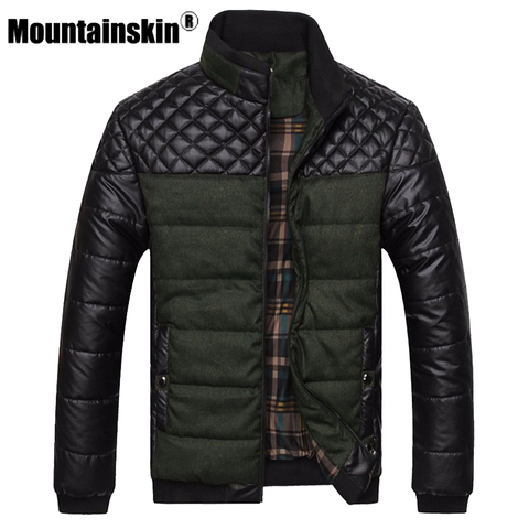 Мужская Лоскутная куртка Mountainskin, черная куртка из искусственной кожи, верхняя одежда, размеры до 4XL, зима 2022 ► Фото 1/6