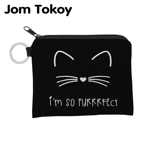 Водонепроницаемый кошелек Jomtokoy с милым рисунком кошки, маленький квадратный бумажник на молнии с кармашком для мелочи и кредитницей ► Фото 1/6